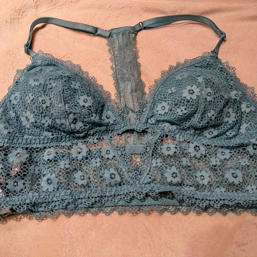 VS Lace Racerback Bralette Size Small Blue